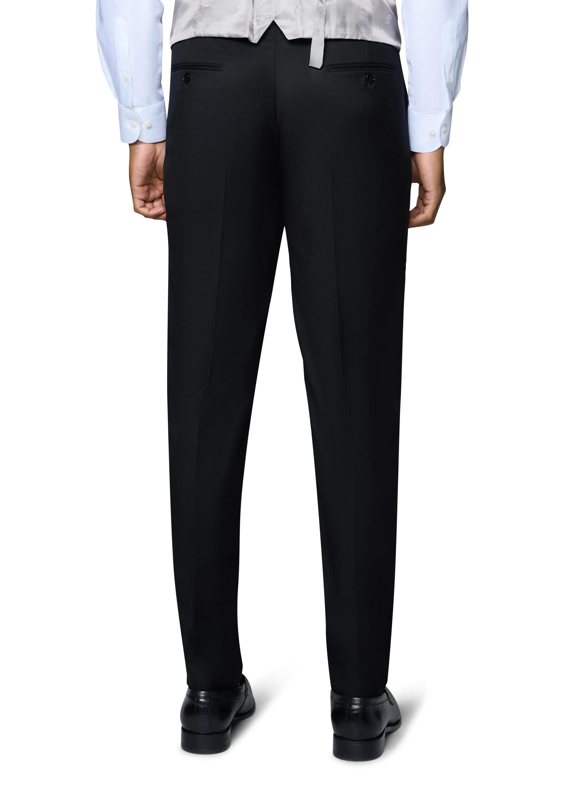 Bergamo Orange Vested Solid Black Slim Fit