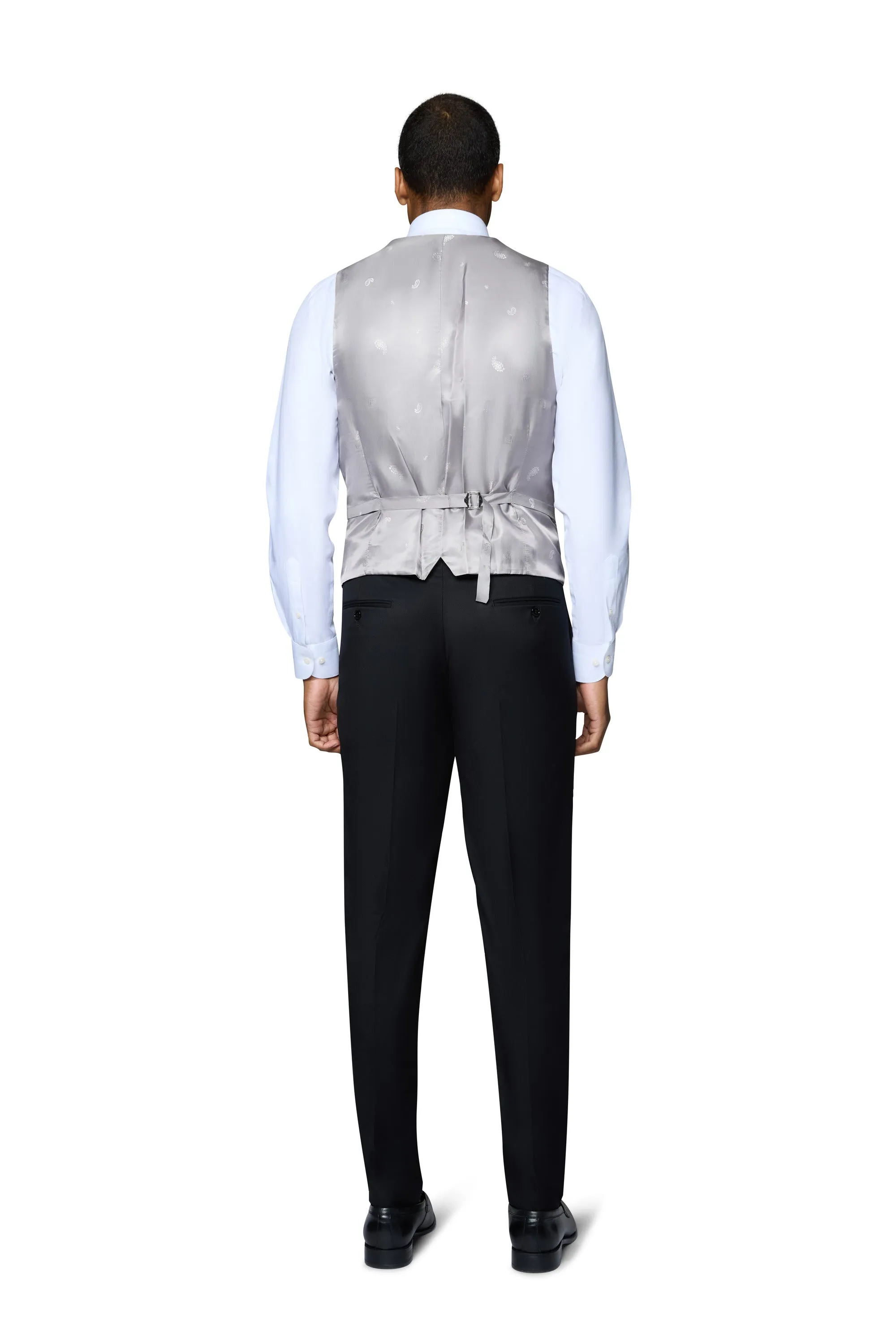 Bergamo Orange Vested Solid Black Slim Fit