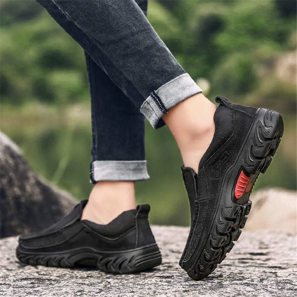 BIFINI Men's Slip-on Outdoor Walking Shoes Adventure Leather Hiking Moc Moccasin