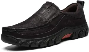 BIFINI Men's Slip-on Outdoor Walking Shoes Adventure Leather Hiking Moc Moccasin