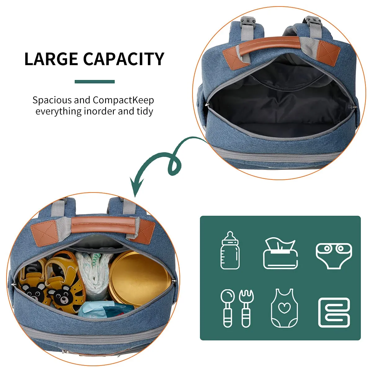 BILLITON MSHI Diaper Bag Backpack for Women Large Capacity Waterproof -Multifunctional with Insulated Pockets for Baby Girl Boy, Unisex Maternity Travel Bag (Deep Blue)