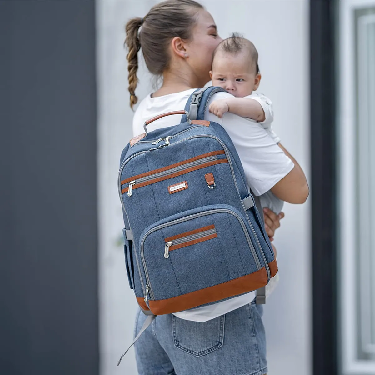 BILLITON MSHI Diaper Bag Backpack for Women Large Capacity Waterproof -Multifunctional with Insulated Pockets for Baby Girl Boy, Unisex Maternity Travel Bag (Deep Blue)