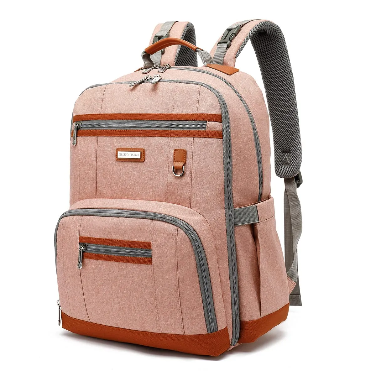 BILLITON MSHI Diaper Bag Backpack for Women Large Capacity Waterproof -Multifunctional with Insulated Pockets for Baby Girl Boy, Unisex Maternity Travel Bag (Deep pink)