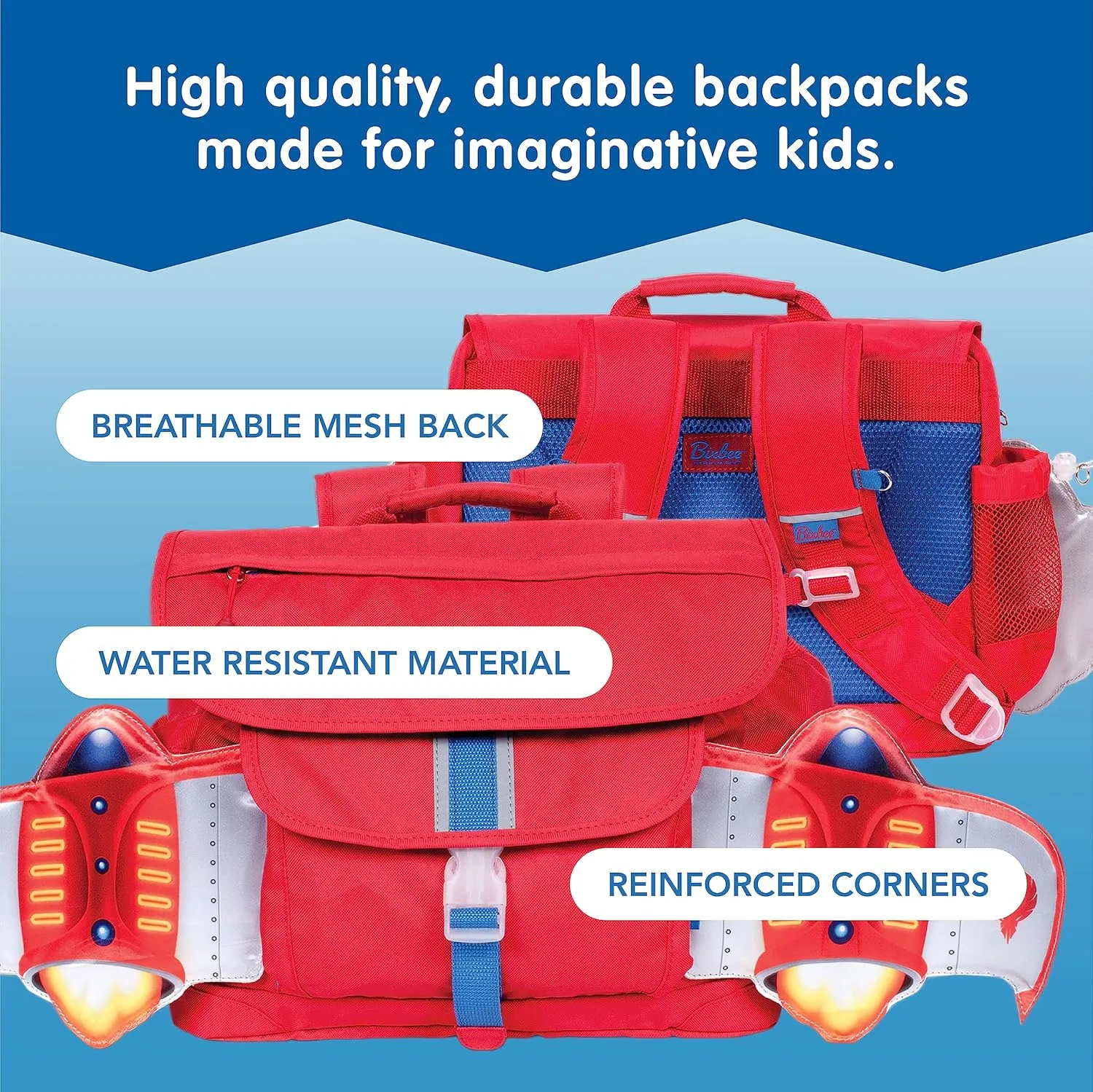 Bixbee Kids Backpack, Red Firebird Bookbag for Girls & Boys Ages 5-7 | Daycare, Preschool, Elementary School Bag for Kids | Easy to Carry & Water Resistant