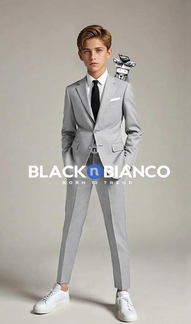 Black n Bianco Signature Boys' Slim Fit Suit Complete Outfit