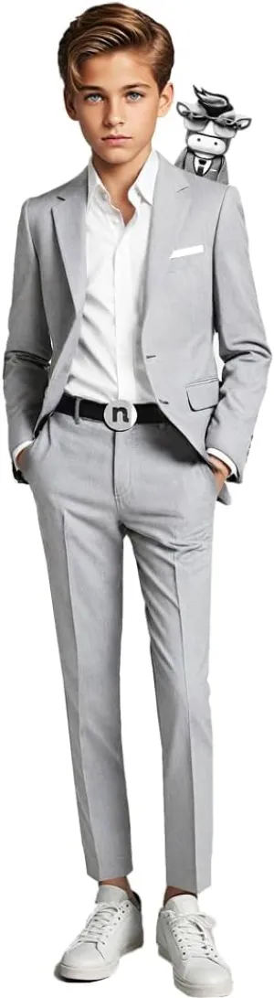 Black n Bianco Signature Boys' Slim Fit Suit Complete Outfit