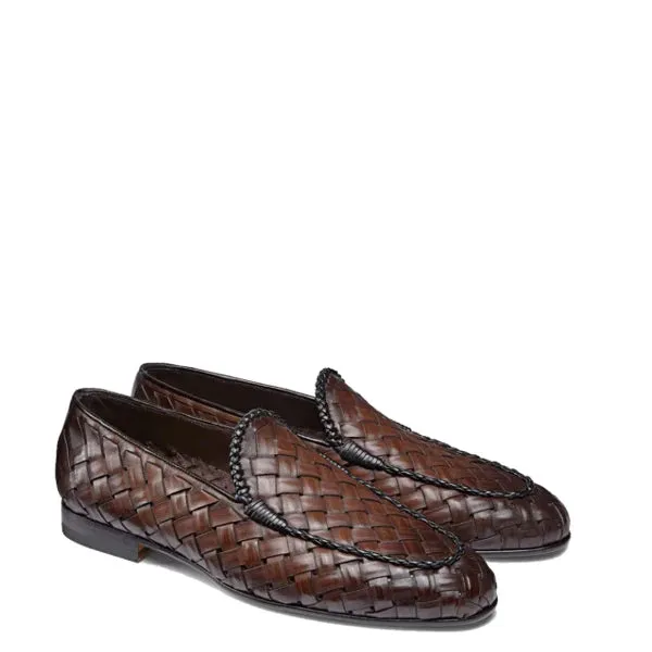 Blue Weaved Leather Loafer