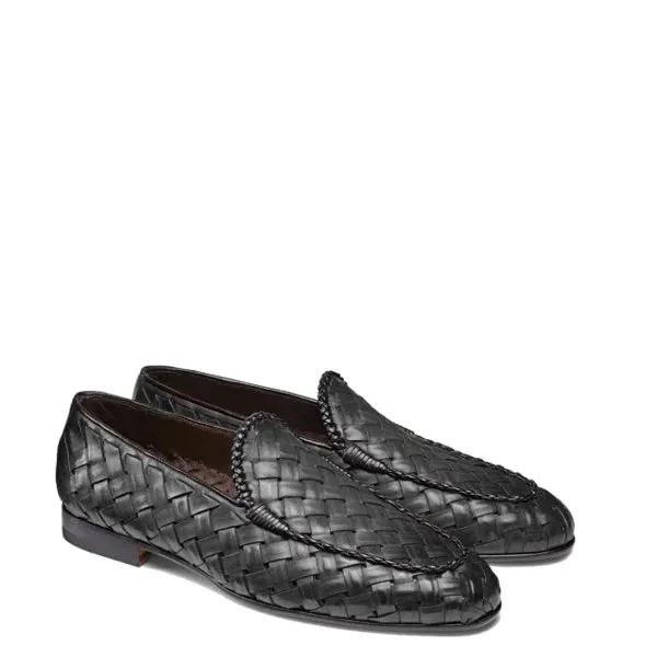 Blue Weaved Leather Loafer