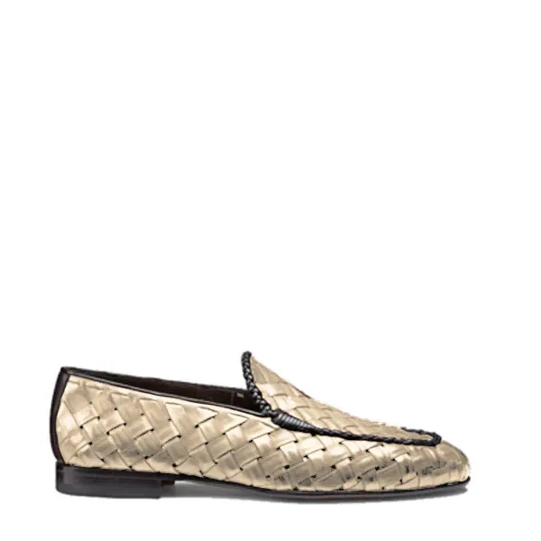 Blue Weaved Leather Loafer