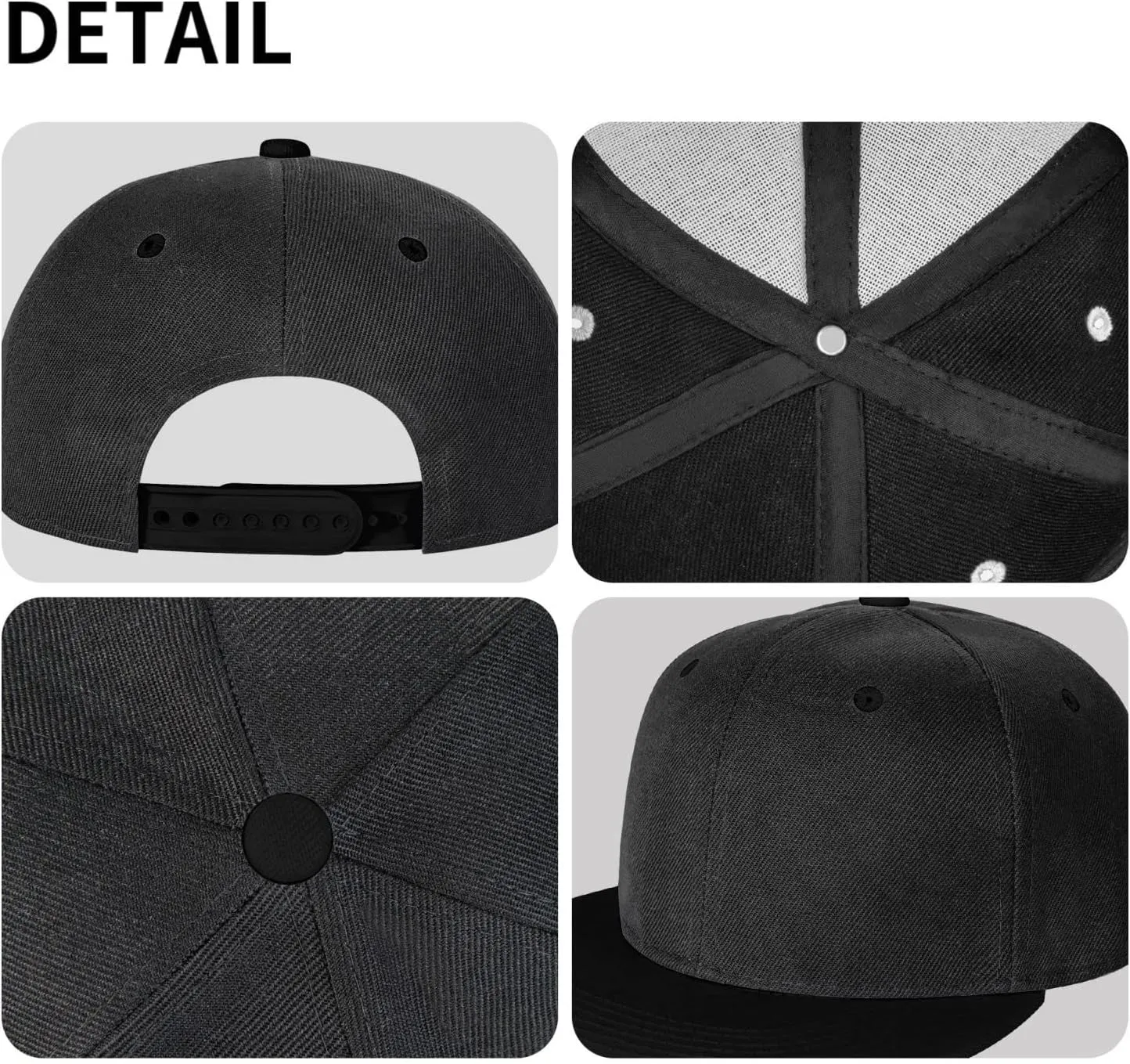 BMX Sports Snapback Hats Classic Adjustable Flat Brim Contrast Hip Hop Hat for Men Women White