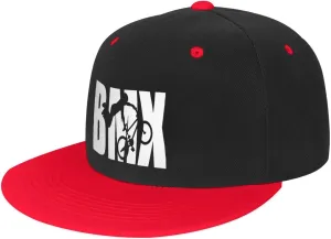 BMX Sports Snapback Hats Classic Adjustable Flat Brim Contrast Hip Hop Hat for Men Women White