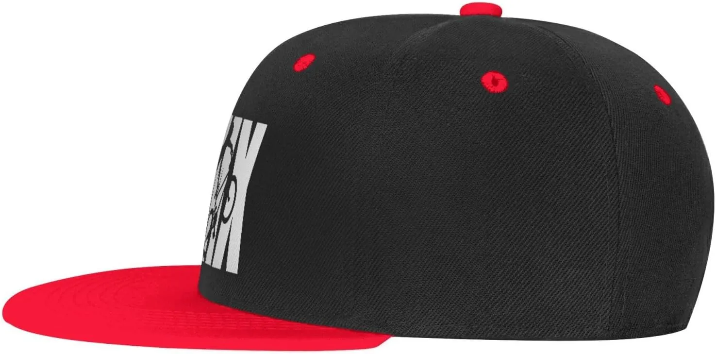 BMX Sports Snapback Hats Classic Adjustable Flat Brim Contrast Hip Hop Hat for Men Women White
