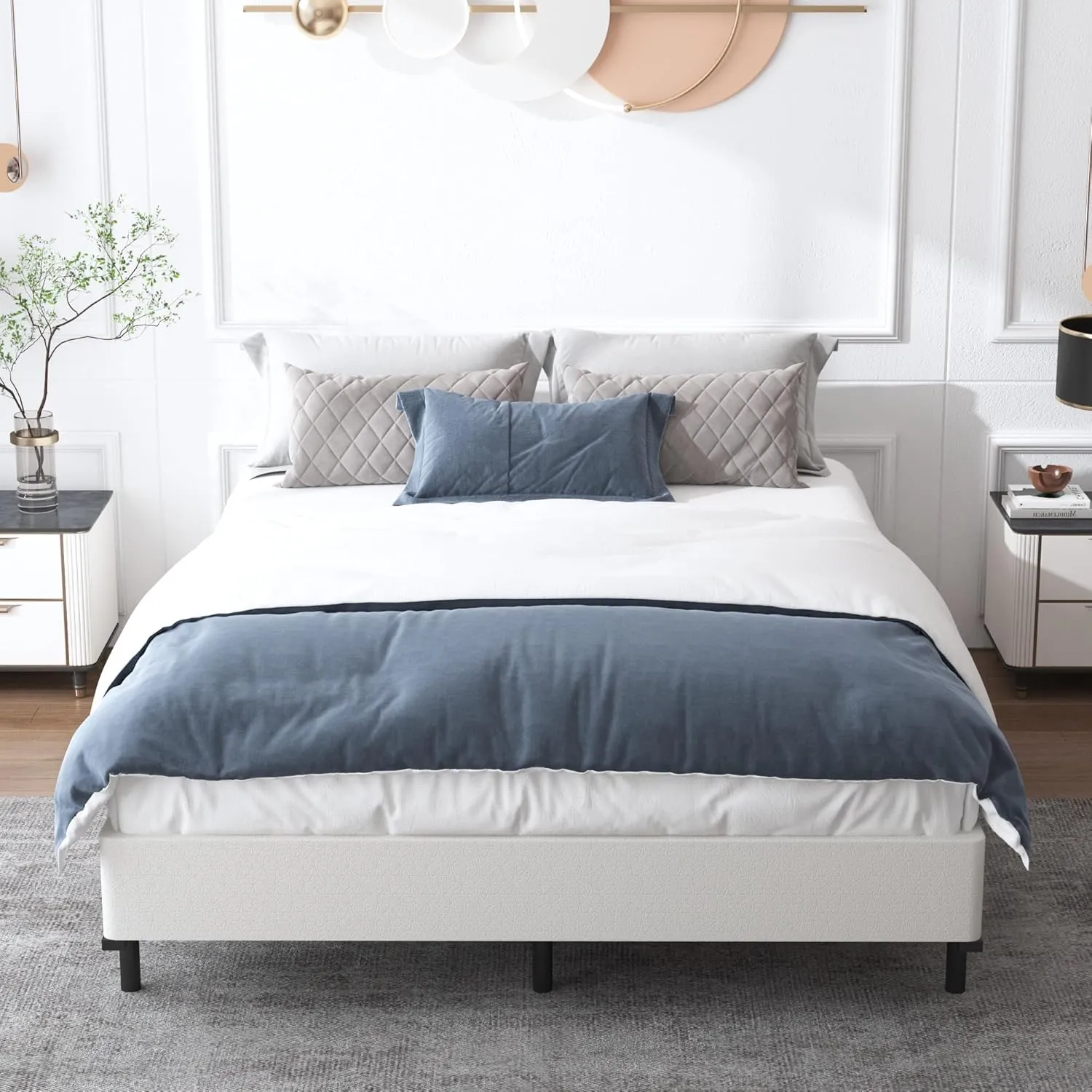 Box Spring Queen Size 5 Inch High, Heavy Duty Queen Box Spring,Sturdy Metal Frame with Fabric Cover Set, Easy Assembly, Noise Free