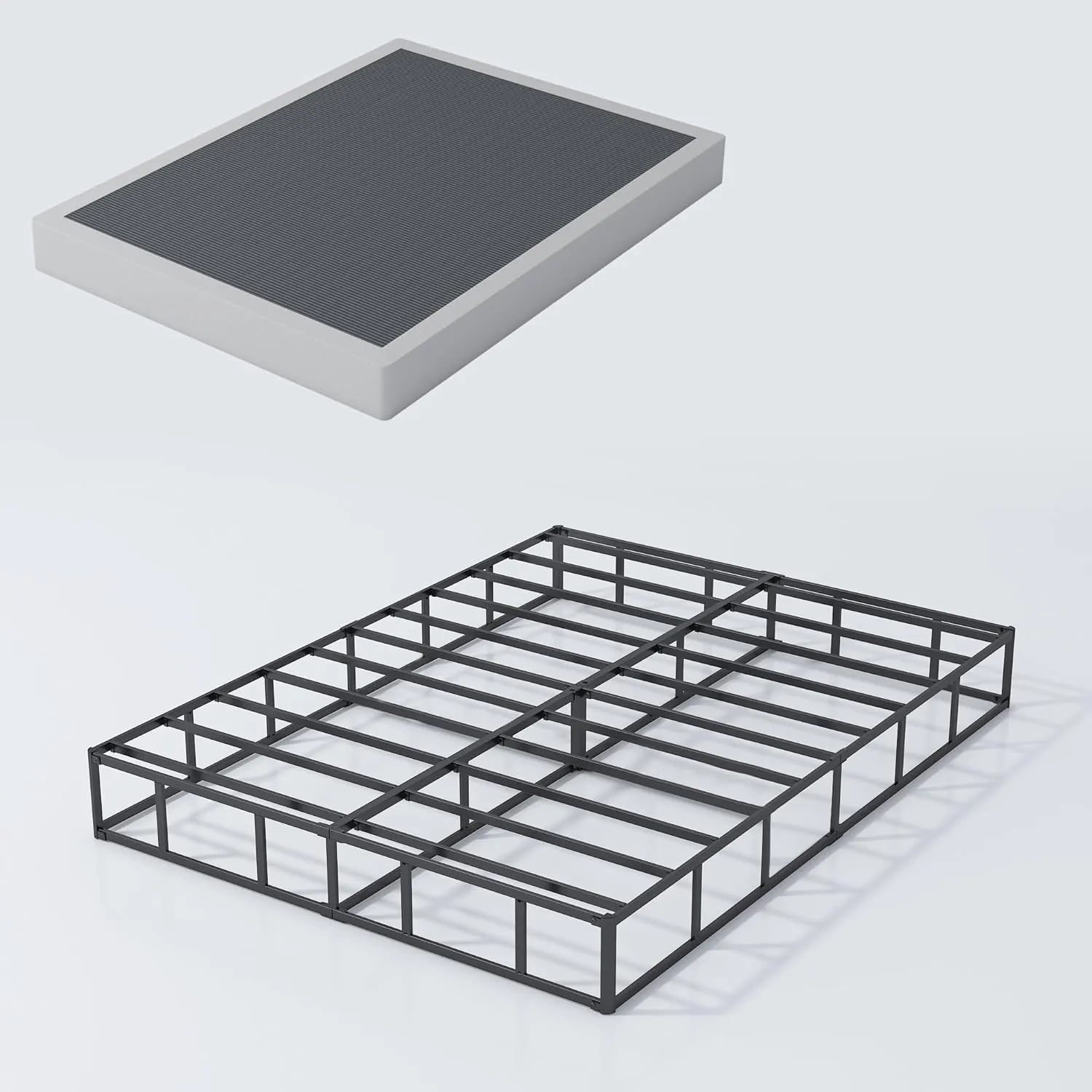 Box Spring Queen Size 5 Inch High, Heavy Duty Queen Box Spring,Sturdy Metal Frame with Fabric Cover Set, Easy Assembly, Noise Free