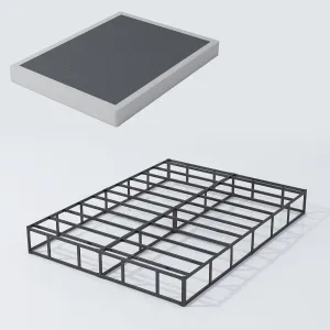 Box Spring Queen Size 5 Inch High, Heavy Duty Queen Box Spring,Sturdy Metal Frame with Fabric Cover Set, Easy Assembly, Noise Free