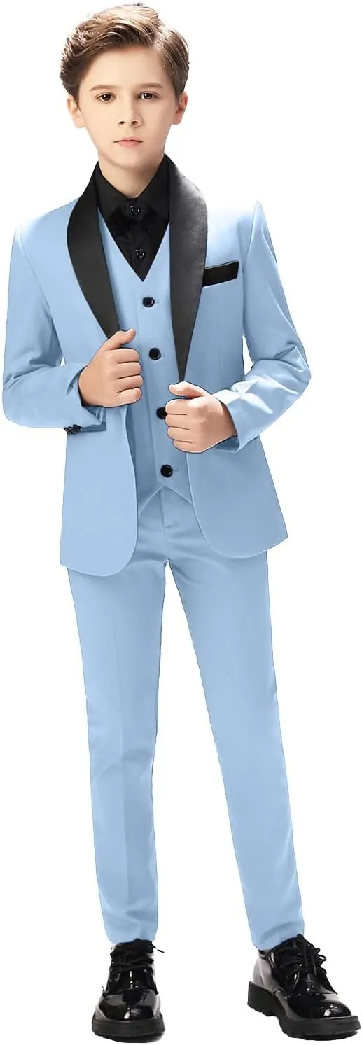 Boy Suits Tuxedo Slim Fit Suit for Boys Kids Toddler Dress Outfit with Coat, Pants, Vest Set No Tail