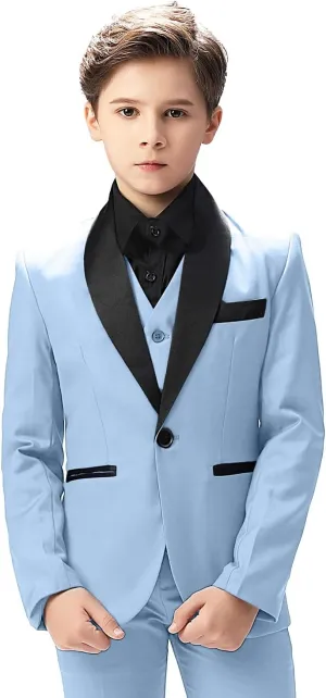 Boy Suits Tuxedo Slim Fit Suit for Boys Kids Toddler Dress Outfit with Coat, Pants, Vest Set No Tail
