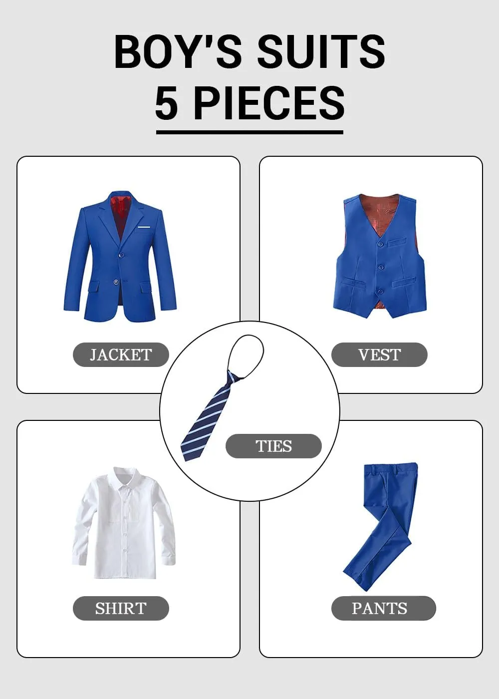 Boys' Formal Suit Set Slim Fit Kids Formal Suits Toddler Tuxedo Wedding Prom Classic Outfit for Teen