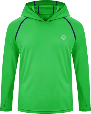 Boys Girls Hooded Sun Shirts UPF50  Long Sleeve Hoodies Quick Dry Rash Guard Swim Shirts Fishing Hiking Thumb Holes