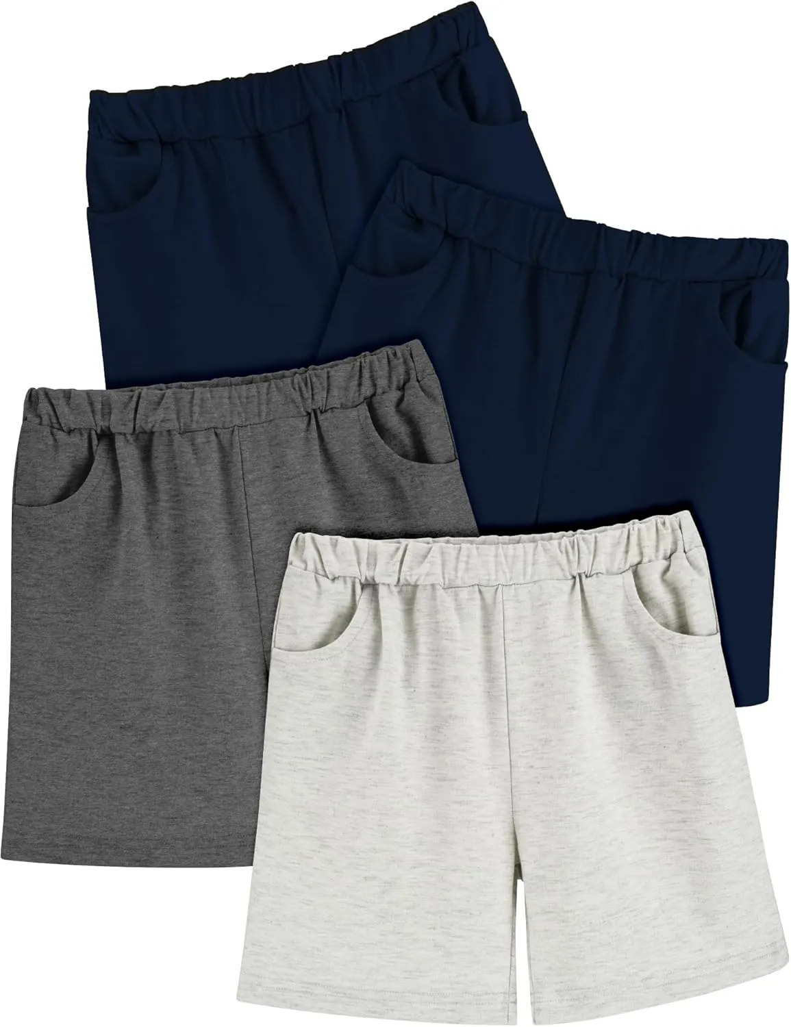 Boys Shorts 4-Pack Toddler Baby Pull on Short Casual Athletic Jogger Elastic Waistband Quick Dry Knit Shorts