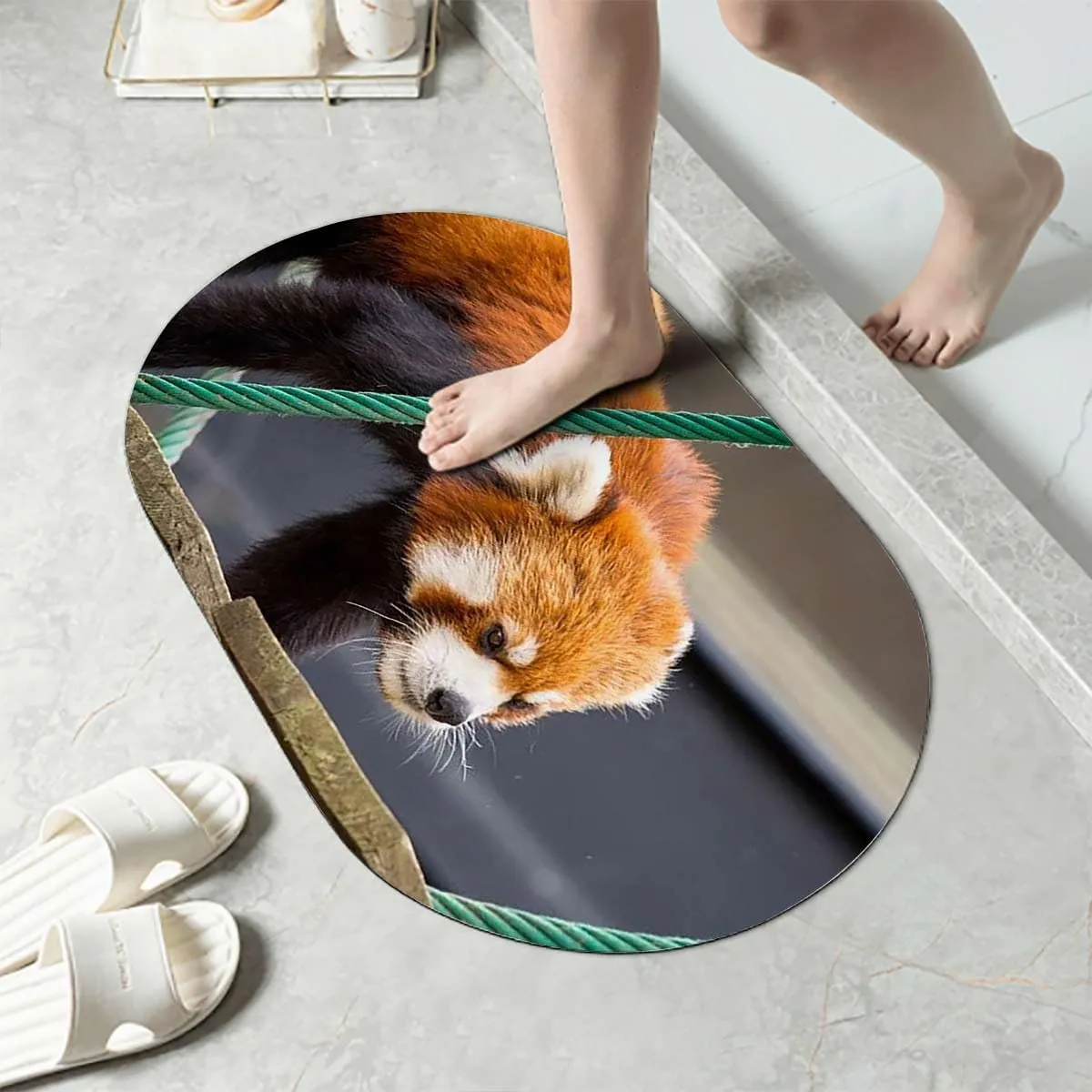 Brown Green Diatomaceous Earth Bath Mat Africa Panda Activity Eco Photo Bathroom Rug Quick Dry Super Absorbent Bath Mat Jungle Animals 19.7x31.5 Inches