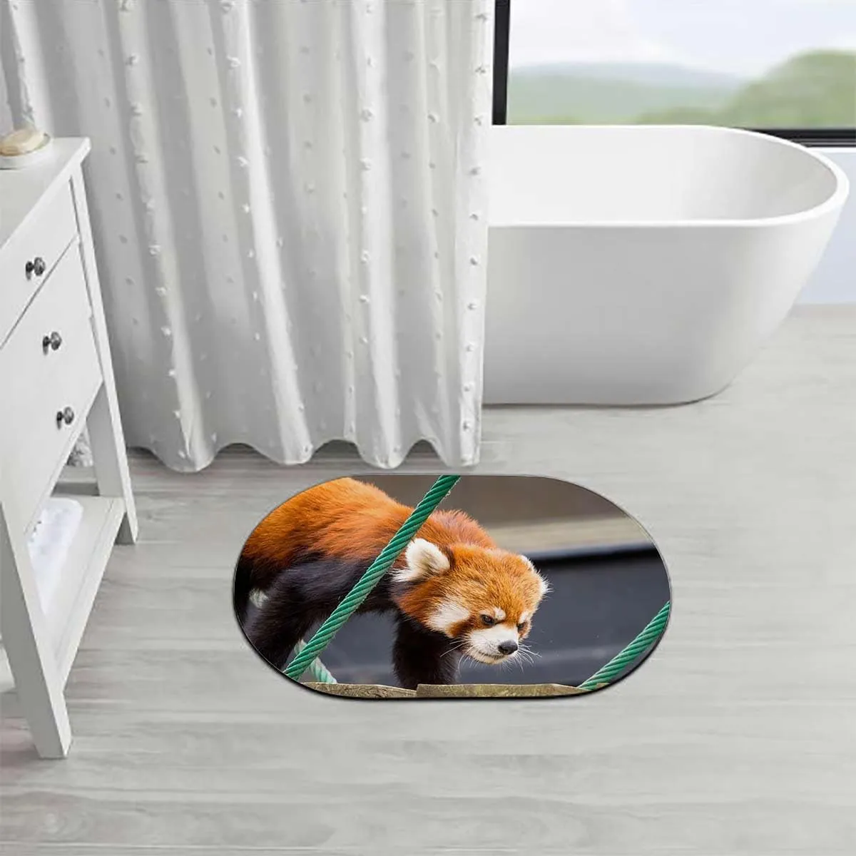 Brown Green Diatomaceous Earth Bath Mat Africa Panda Activity Eco Photo Bathroom Rug Quick Dry Super Absorbent Bath Mat Jungle Animals 19.7x31.5 Inches