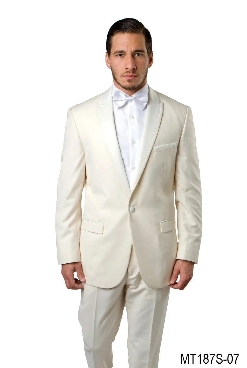 Bryan Michaels Slim Fit Tuxedo Suit Off-White MT187S