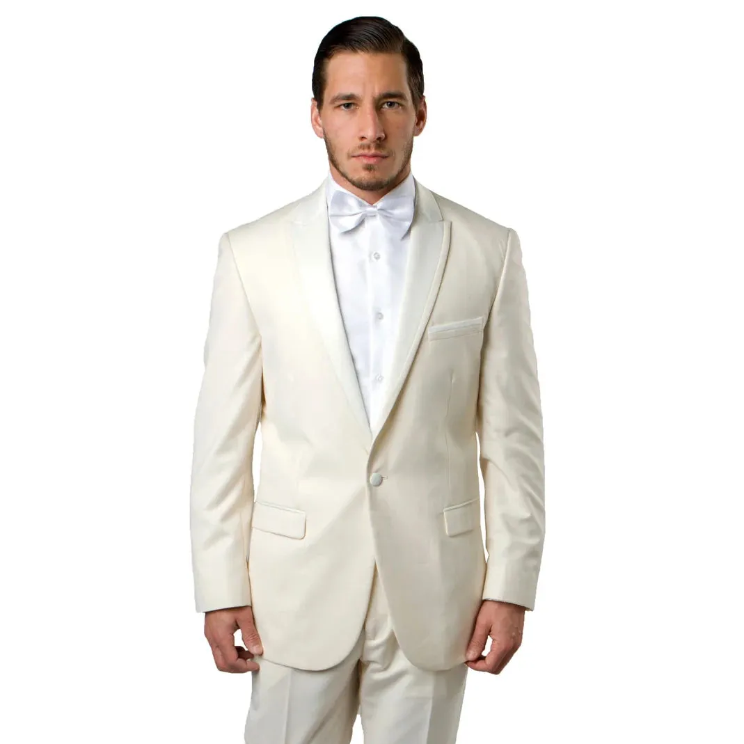 Bryan Michaels Slim Fit Tuxedo Suit Off-White MT187S
