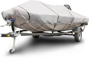 Budge B-611-X5 600 Denier Low Profile Flat Front Boat Cover Gray 18'-20' Long (Beam Width Up to 102") Waterproof, UV Resistant