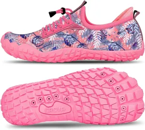 Built-in Heel Grips Water Shoes for Kids Girls Boys Hiking Shoes Wide Barefoot Swim Beach Pools Aqua Socks Slip-On Quick Dry Lightweight for Big Little Kids Toddler