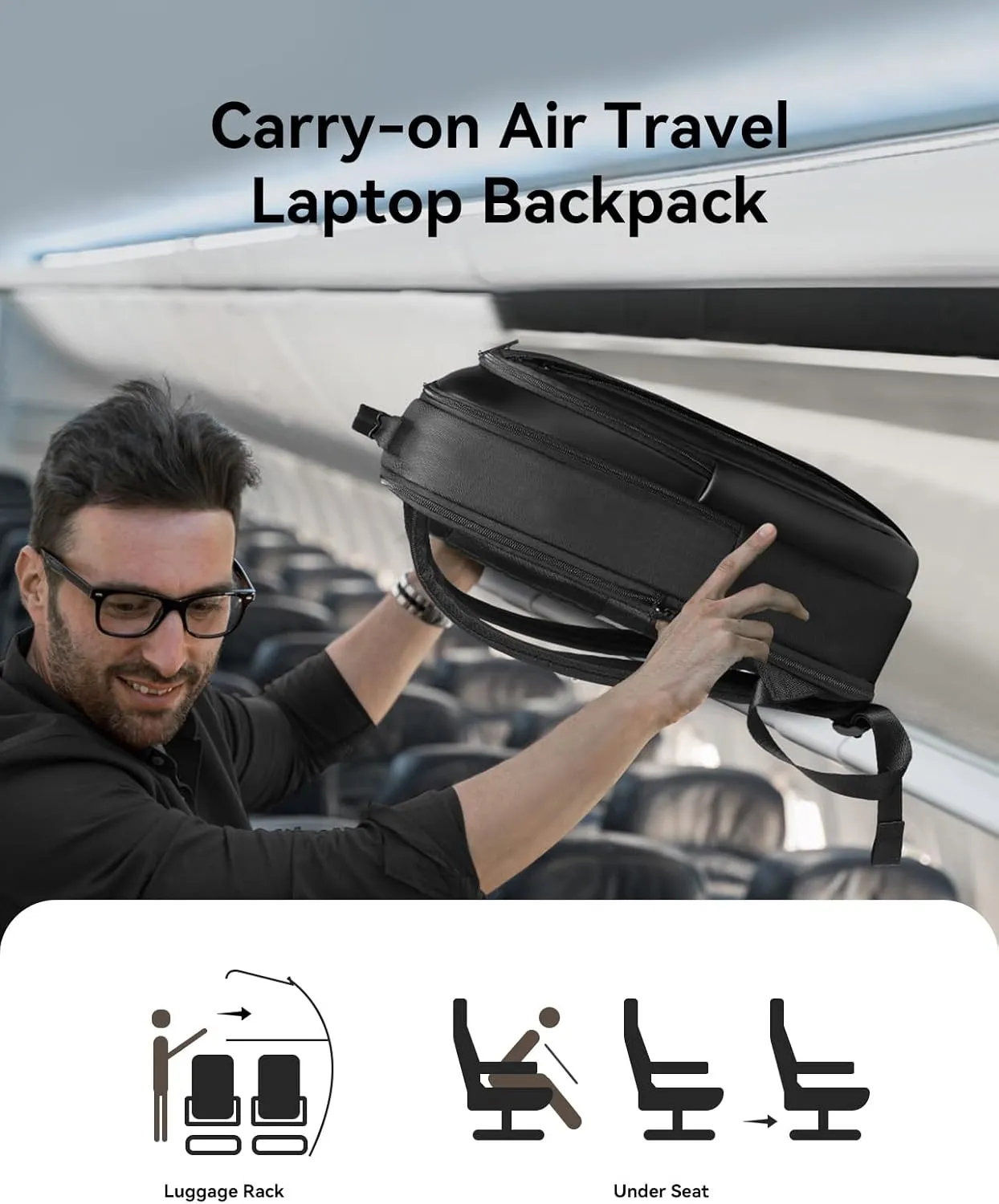 Business Backpack for Men Travel Backpack 180° Commuter Backpack Classic Backpack Water Resistant Bag Daypack for Work,Black