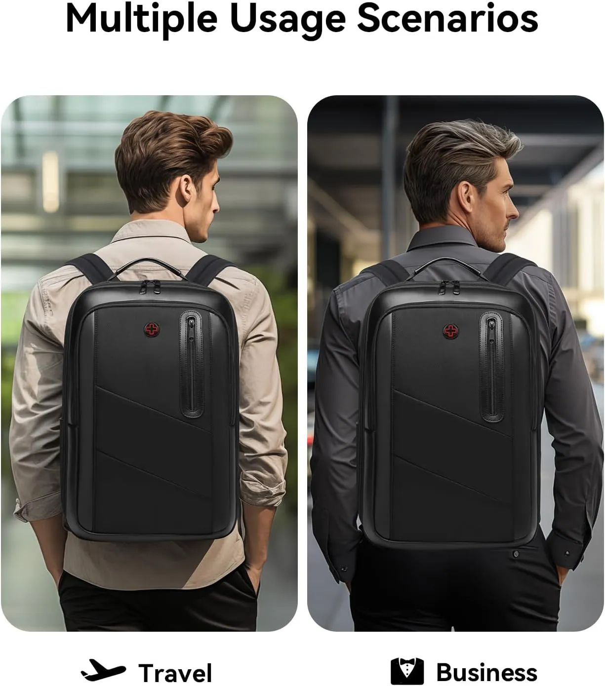 Business Backpack for Men Travel Backpack 180° Commuter Backpack Classic Backpack Water Resistant Bag Daypack for Work,Black