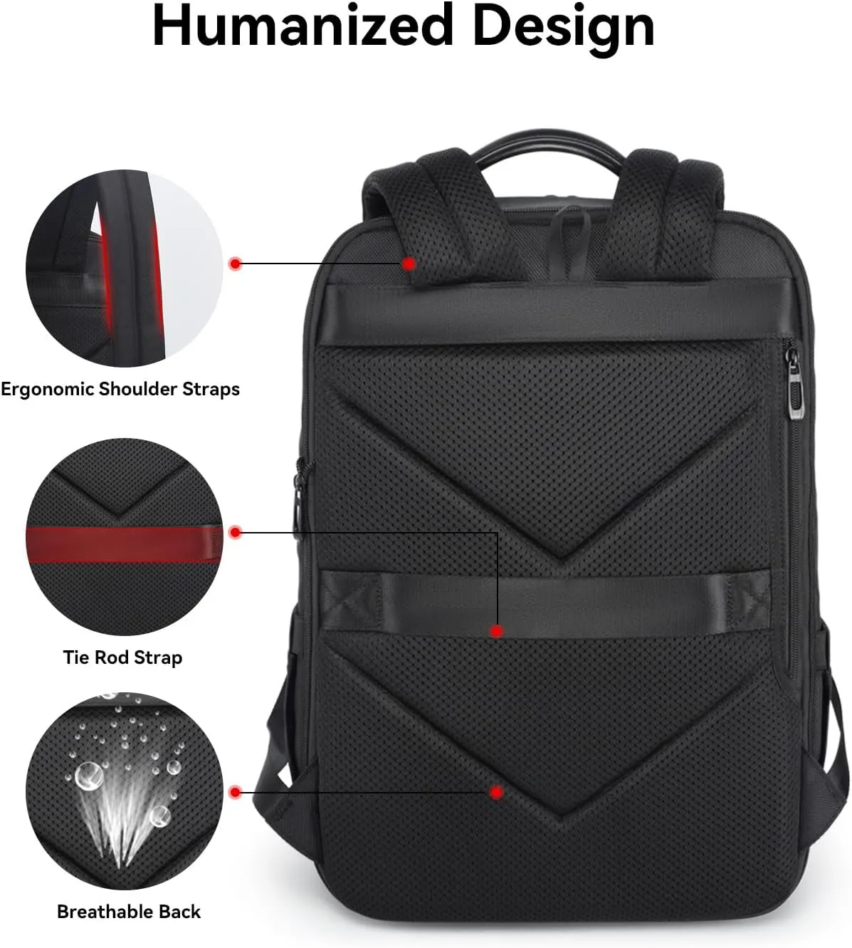 Business Backpack for Men Travel Backpack 180° Commuter Backpack Classic Backpack Water Resistant Bag Daypack for Work,Black