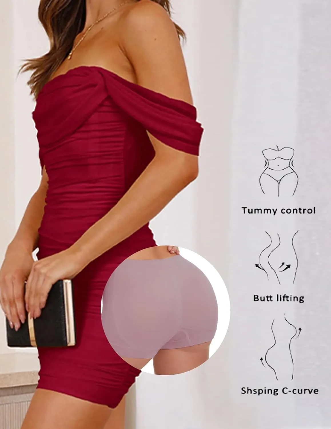Butt Lifter Panties Shaperwear for Women Seamless Hip Enahncer Body Shaper Boyshort Padded Underwear