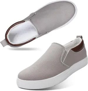 CAIJ Mens Slip On Shoes - Casual Canvas Black Low Top Slip On Shoes