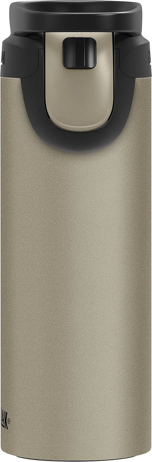 CamelBak Forge Flow Coffee & Travel Mug, Insulated Stainless Steel - Non-Slip Silicon Base - Easy One-Handed Operation - 16oz, Dune