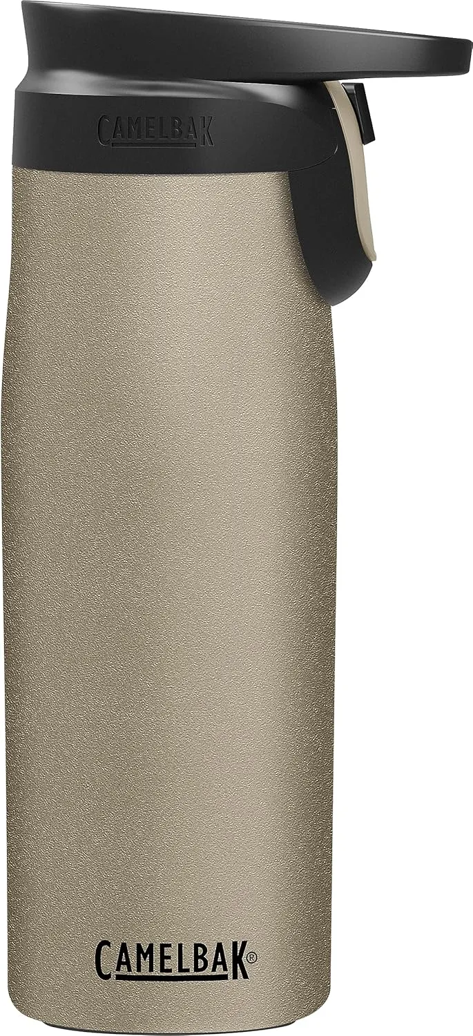 CamelBak Forge Flow Coffee & Travel Mug, Insulated Stainless Steel - Non-Slip Silicon Base - Easy One-Handed Operation - 20oz, Dune