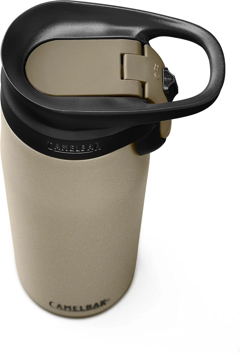 CamelBak Forge Flow Coffee & Travel Mug, Insulated Stainless Steel - Non-Slip Silicon Base - Easy One-Handed Operation - 20oz, Dune