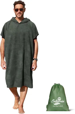 Catalonia Absorbent Surf Poncho Men Women, Quick Dry Towel Changing Poncho, Hooded Towel Poncho Adult, Changing Robe for Beach Surfing Swimming