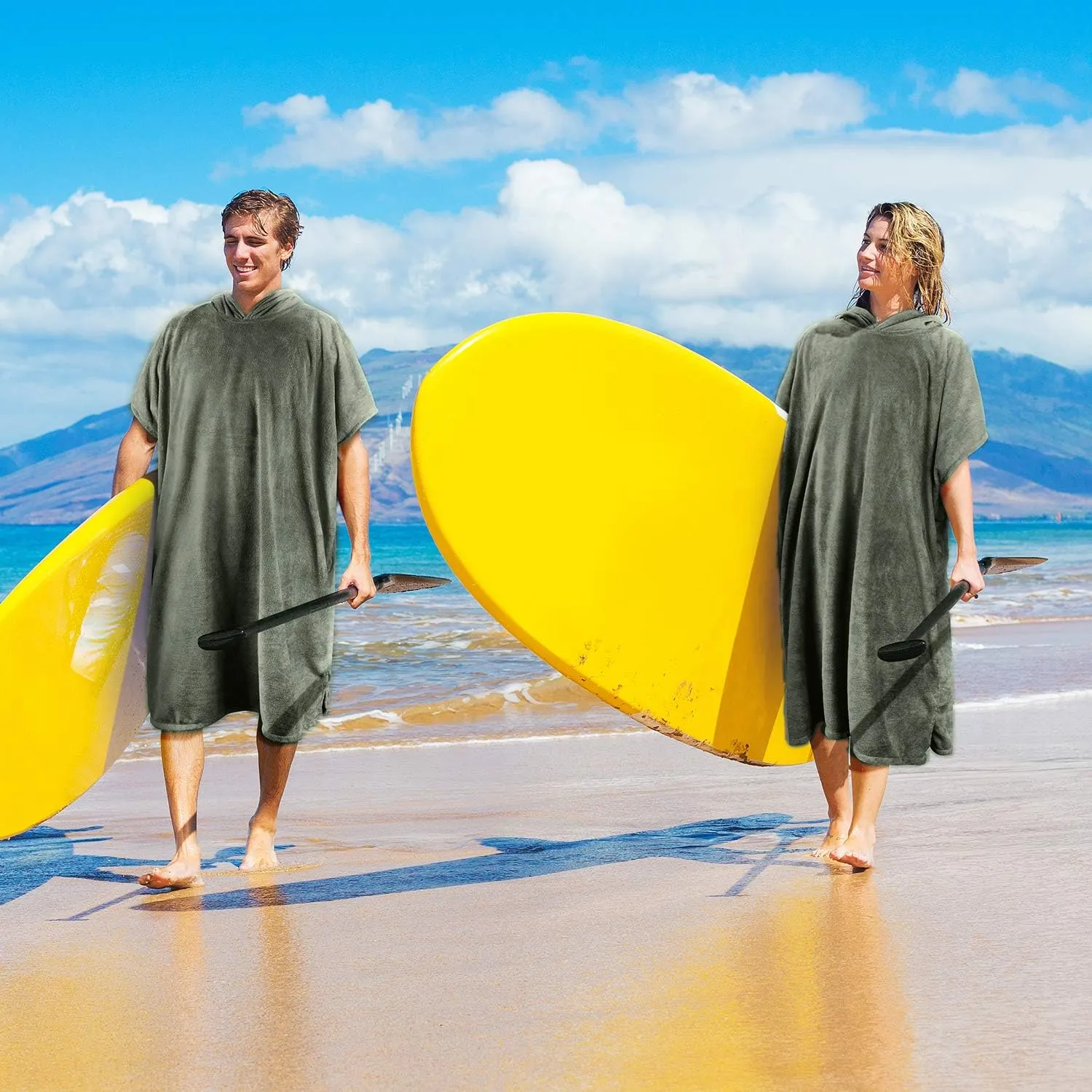 Catalonia Absorbent Surf Poncho Men Women, Quick Dry Towel Changing Poncho, Hooded Towel Poncho Adult, Changing Robe for Beach Surfing Swimming
