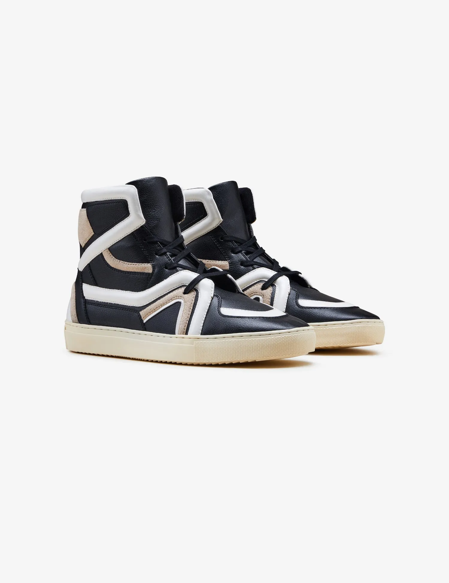 Celeb Spotted - 403 black beige tubing high-top sneaker