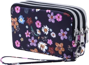 Cellphone Wristlet Wallets for Women Large Capacity Clutch Purse 3 Zipper Compartments 6 Card Slots Anti-water Handbag