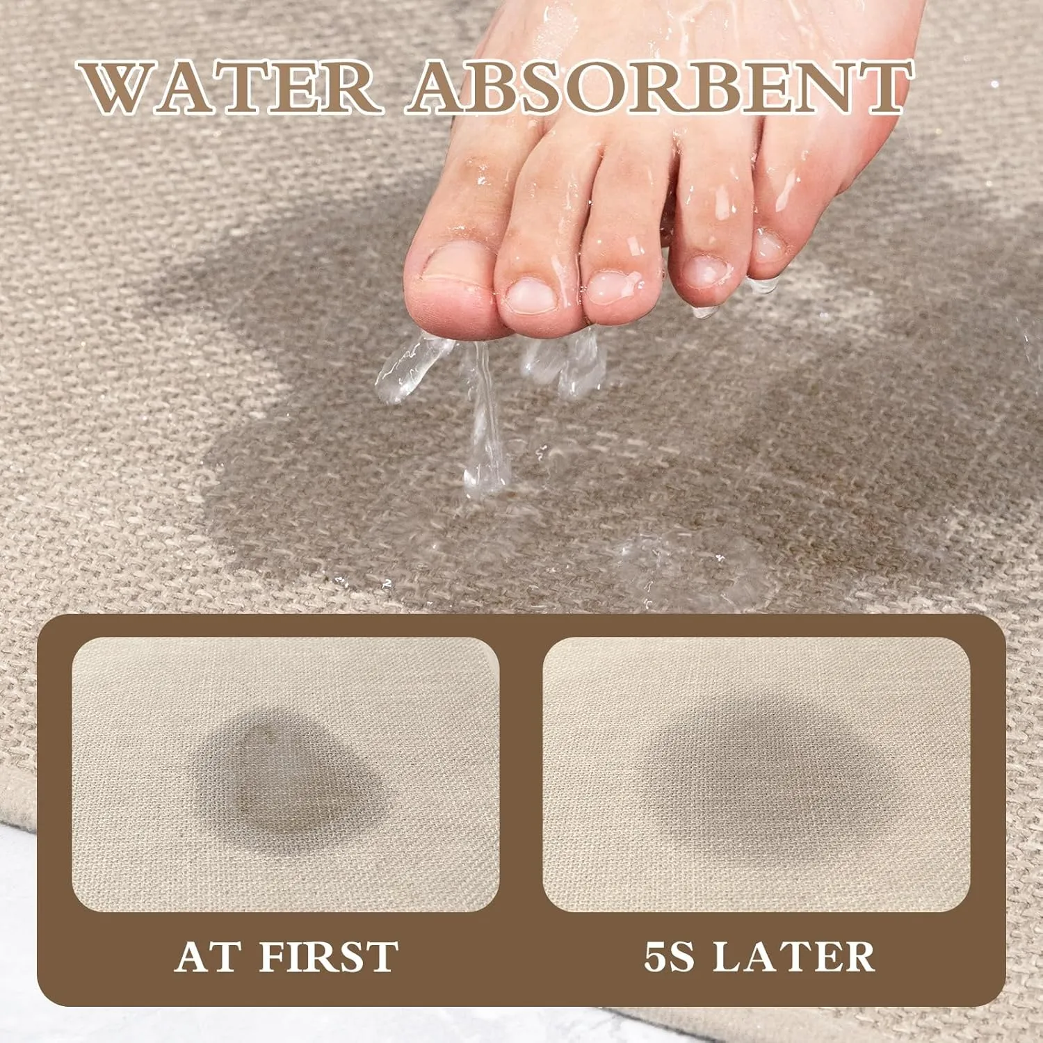 chakme Bathroom Rugs Mat 24x17, Ultra Thin Non Slip Bath Mat Small Quick Dry Absorbent Bath Mat for Bathroom Floor, (Light Beige, 24"x17")