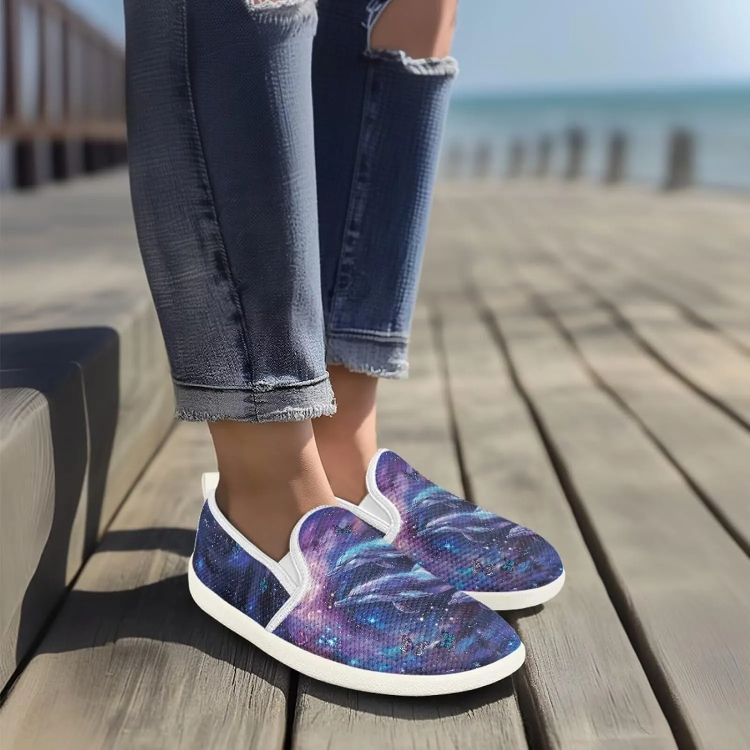 chaqlin Loafers for Women Flat Drop in Low Top Clipper Slip On Beach Travel Comfy Tennis Shoes Fashion Dress Loafers