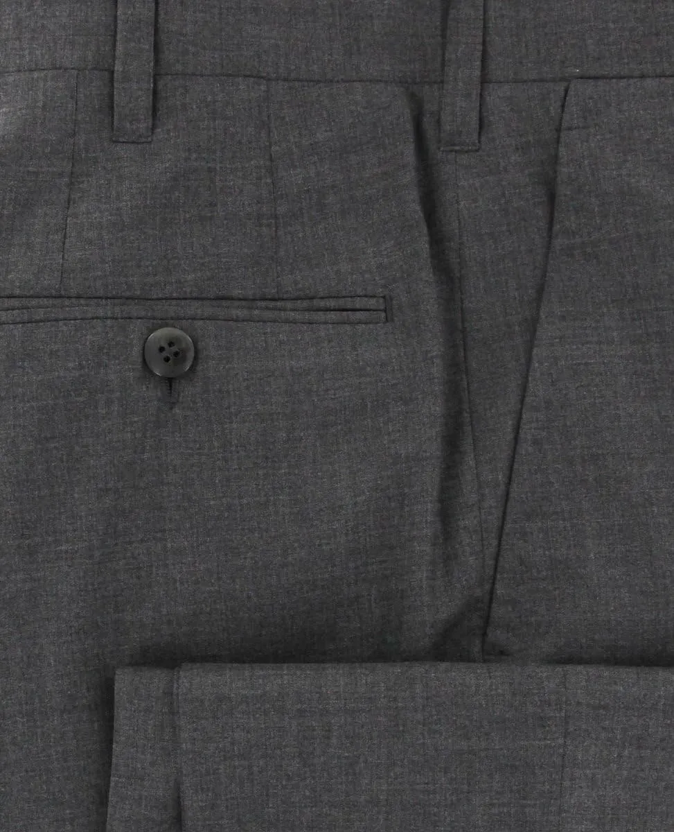 Charcoal Gray Solid Pants - Slim
