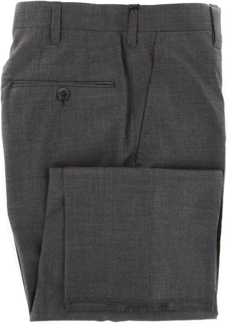 Charcoal Gray Solid Pants - Slim