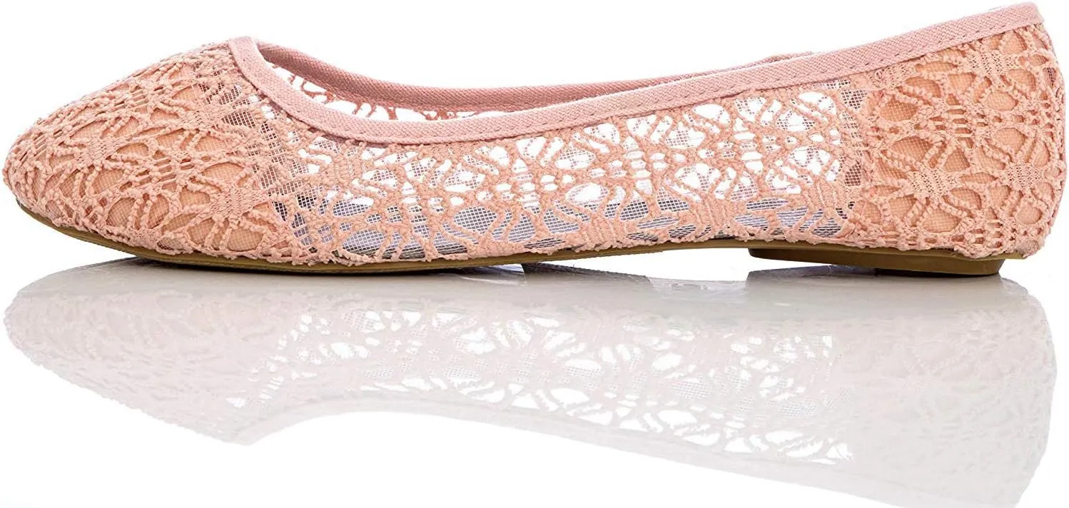 Charles Albert Women's Breathable Crochet Lace Ballet Flat