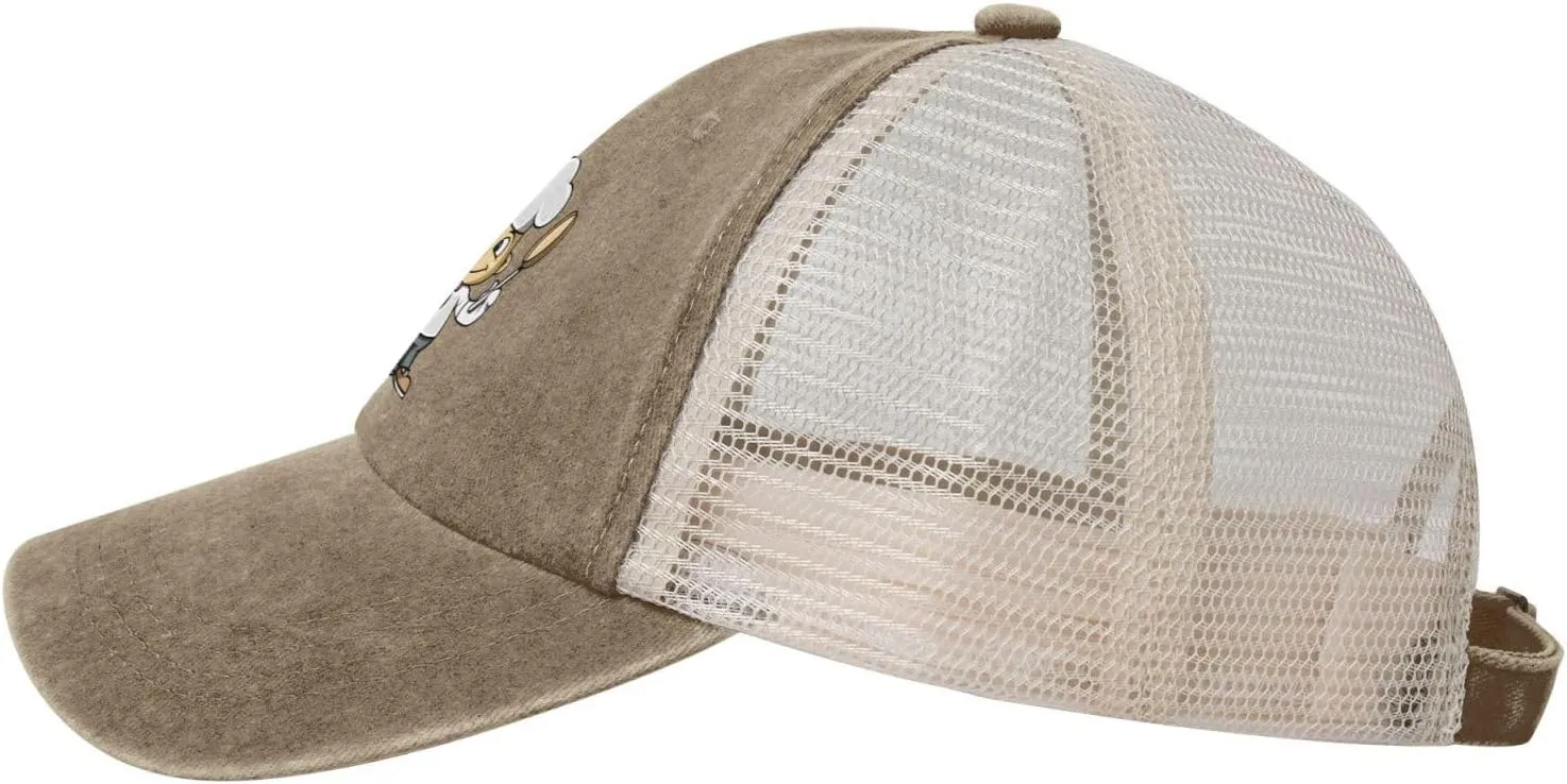 Chef with Spatula and Frying Pan Baseball Cap Women Men Mesh Back Denim Hat Vintage Trucker Hats Dad Caps