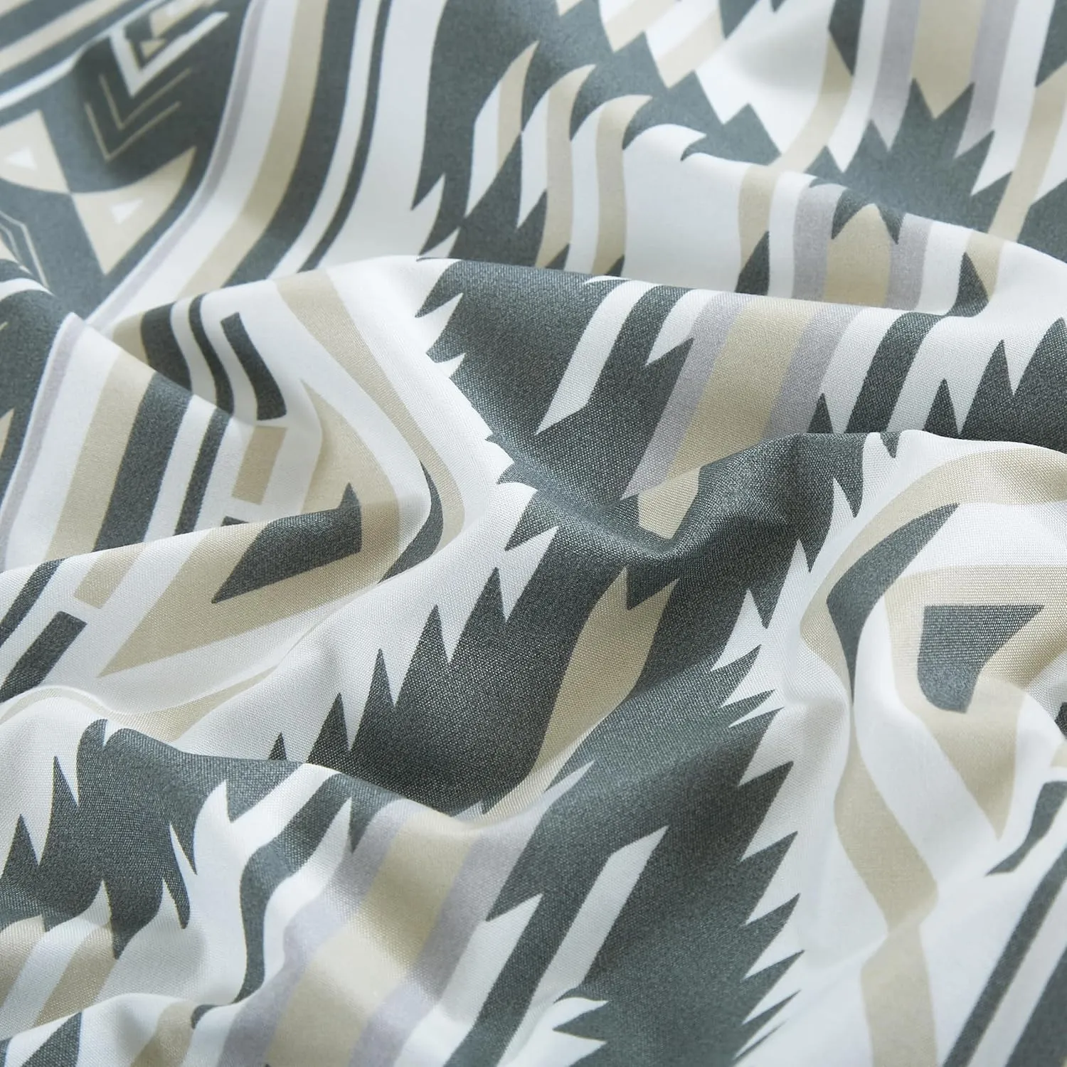 Chezmoi Collection 4-Piece Southwestern Geometric Motif Sheet Set Full Size - Multicolor Gray White Light Brown Printed Brushed Microfiber Lightweight Breathable Deep Pocket Bed Sheets
