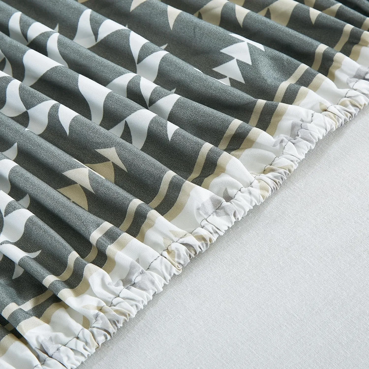 Chezmoi Collection 4-Piece Southwestern Geometric Motif Sheet Set Full Size - Multicolor Gray White Light Brown Printed Brushed Microfiber Lightweight Breathable Deep Pocket Bed Sheets